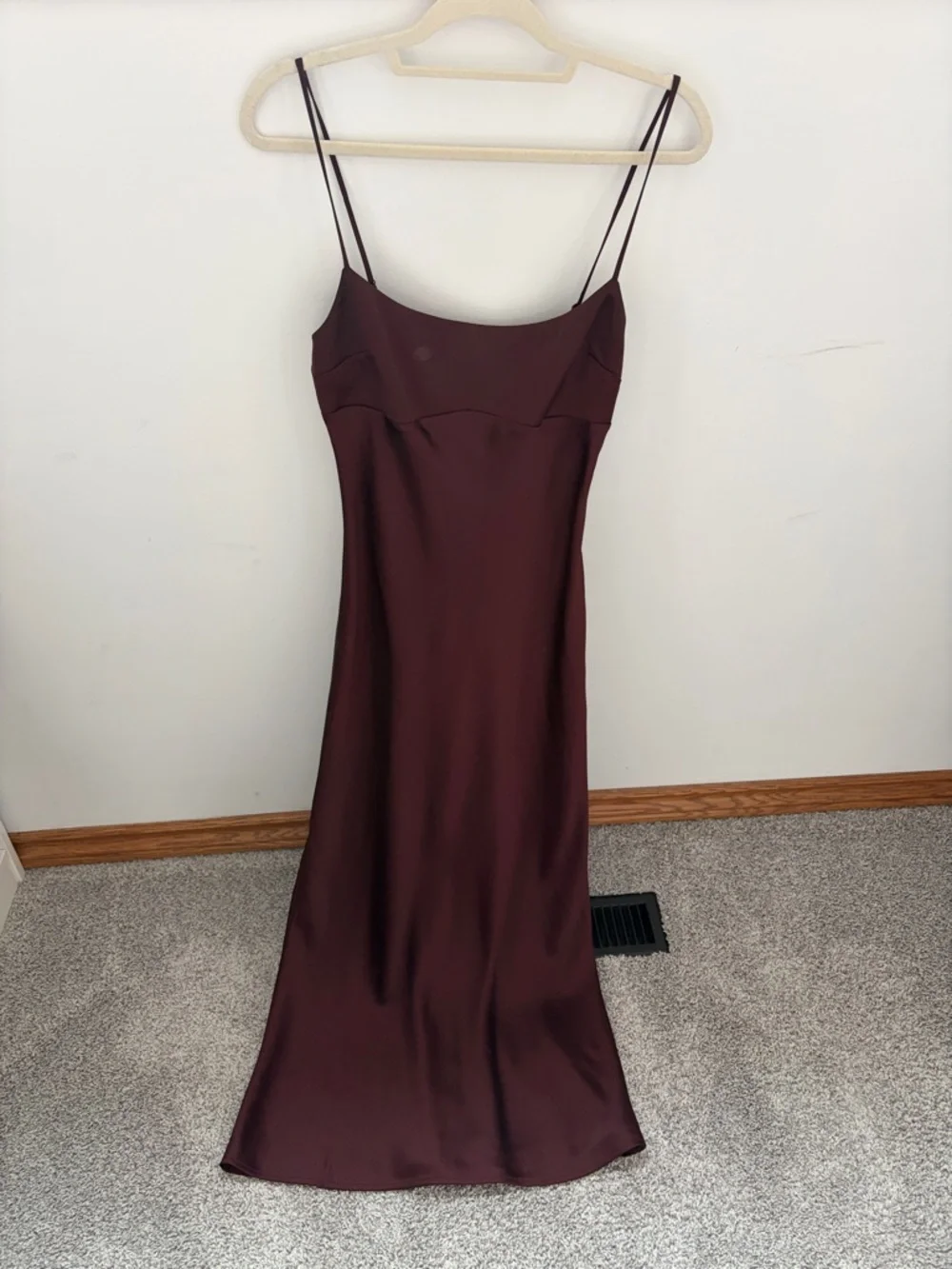 Dynamite Burgundy Satin Slip Dress with Double Spaghetti Straps - Picture 1 of 5